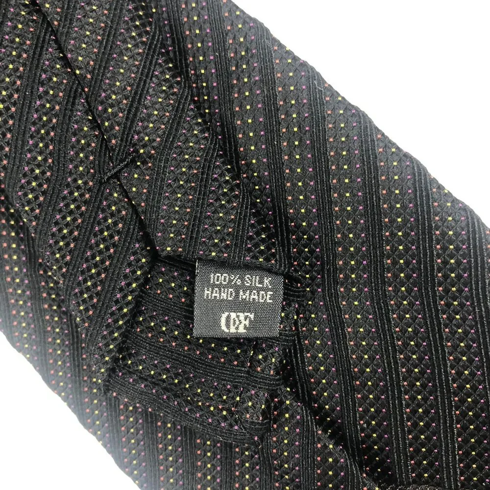 Daniel De Fasson 100% Silk Hand Made Men's Necktie Geometric stripe Autographed